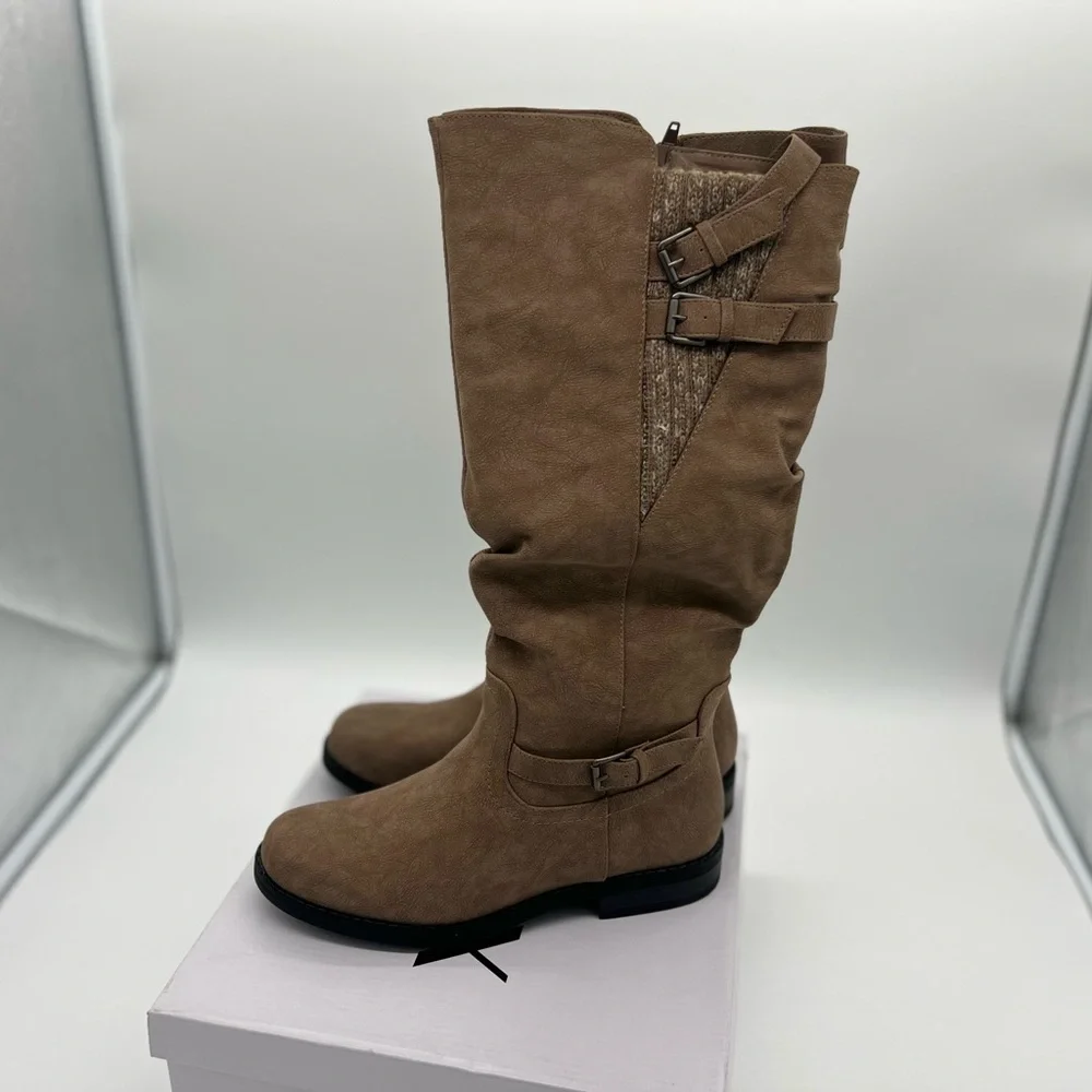 XOXO Women's MUFFY-C Mid Calf Boot, Taupe, 10